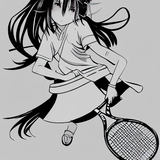 Image similar to A girl playing tennis, Japanese anime style, BREAK BACK style, drawn by KASA