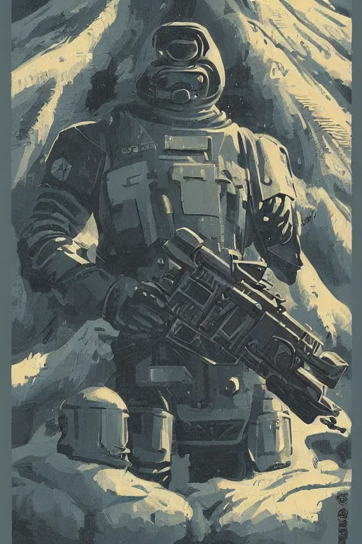 Image similar to a soviet russian nuclear galactic supersoldier by mcbess, greg rutkowski