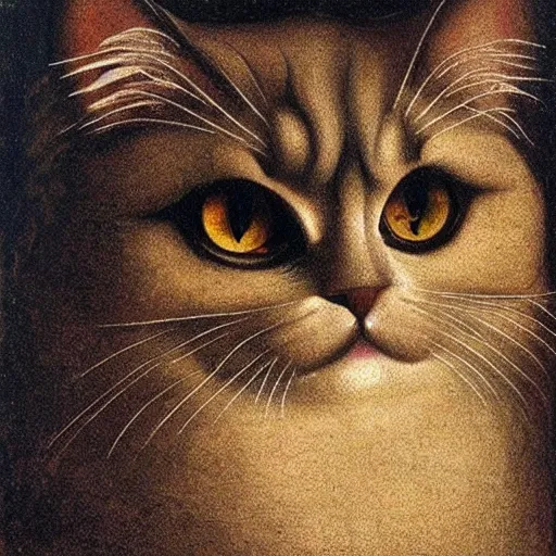 Image similar to a persian cat portrait by Leonardo da Vinci