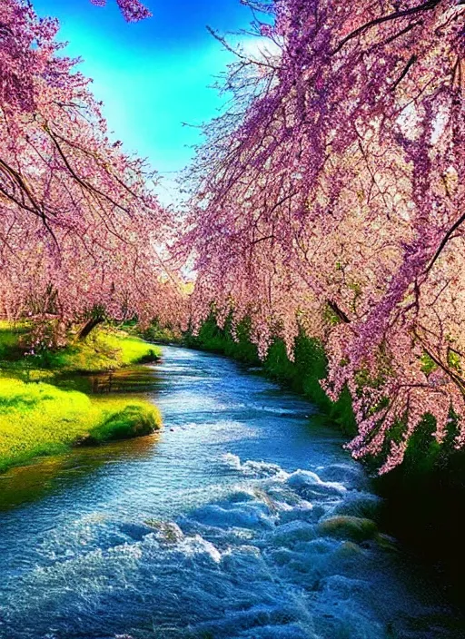 Image similar to beautiful spring season photography trees and river award winning cinematography