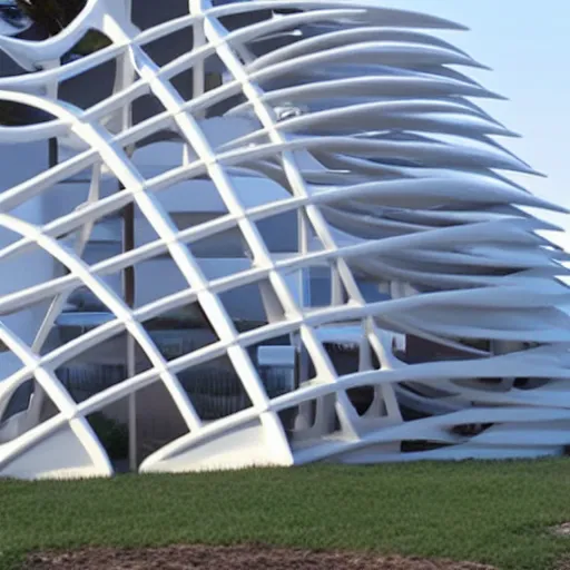 Image similar to 3d printed building, by calatrava