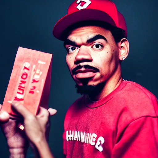 Image similar to a cinematic film still of a claymation stop motion film starring chance the rapper as a college student, shallow depth of field, 8 0 mm, f 1. 8