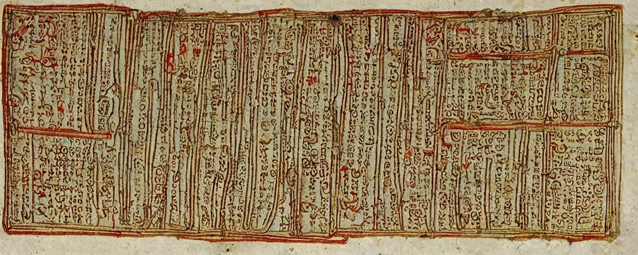 Ancient manuscripts detailing spaghetti in the style stable
