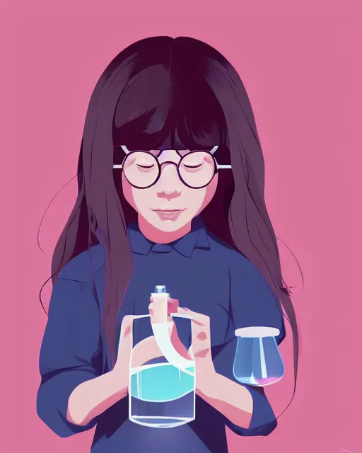 Image similar to a little girl in science lab experiment. clean cel shaded vector art. minimalist illustration art by lois van baarle, artgerm, helen huang by makoto shinkai and ilya kuvshinov, rossdraws