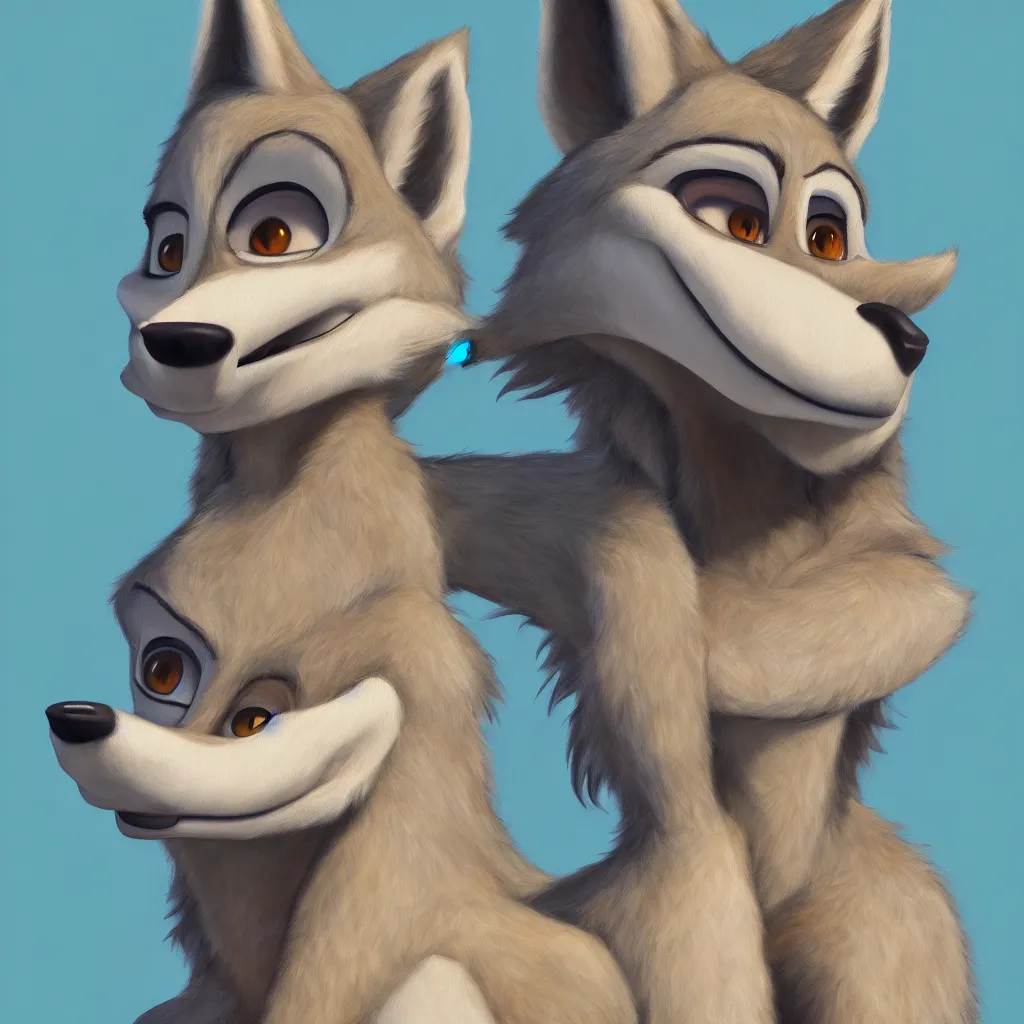 Image similar to oil painting of anthromorphic female wolf in style of zootopia female fursona furry furaffinity 4 k deviantart furry art fursona ar