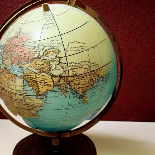 Prompt: a vintage globe of the world from 1297