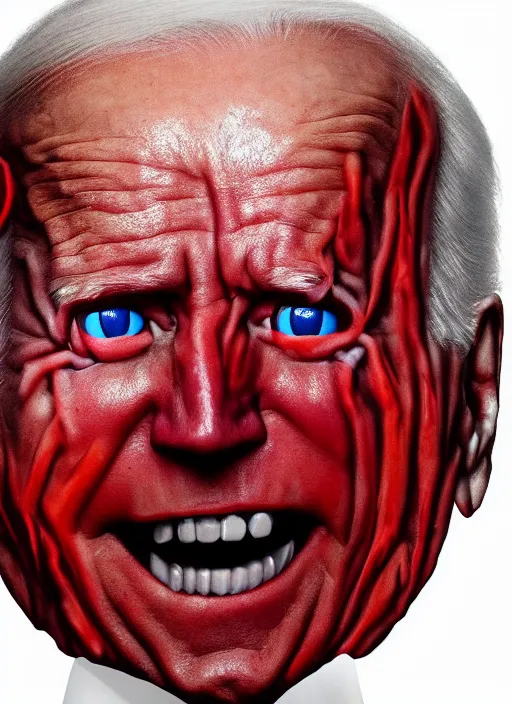 Prompt: Joe Biden, hyper realistic ultra realistic horror terror dimensional photo furious glowing red eyes, extreme fear, panic, psychotic, Joe Biden , high quality photo, detailed , 8k