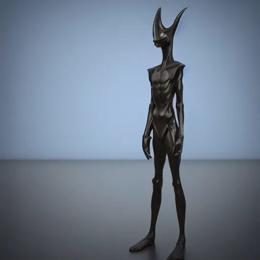 Prompt: A Really tall fancy alien Statue on a museum, unreal engine 5, octane, 4d