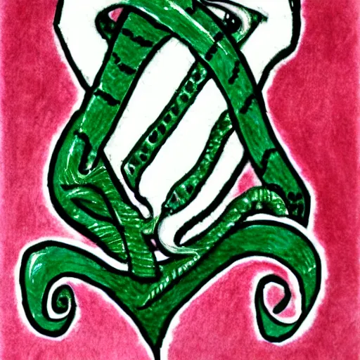 Image similar to Mary GrandPré drawing of a Slytherin