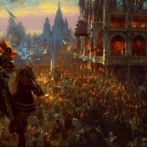 Image similar to uprising in the royal castle, events inside the castle, close up, painting by gaston bussiere, craig mullins, j. c. leyendecker, 4 k, 8 k, trending on artstation, artstationhd, artstationhq, highest detail