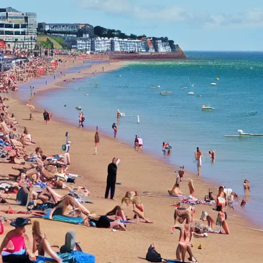 Image similar to photo of paignton seafront with sunbathers