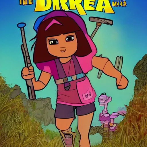 Prompt: Post apocalyptic Dora the Explorer