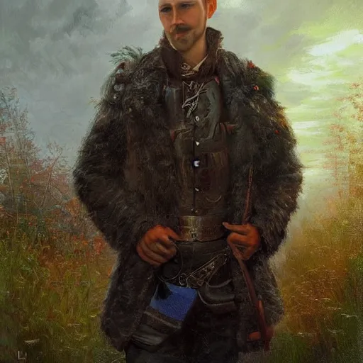 Image similar to portrait of an estonian man ( 3 1 ) from estonia in 2 0 2 1, an oil painting by ross tran and thomas kincade