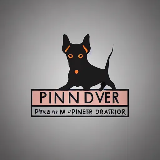 Prompt: logo of a pinscher dog time travel, minimalistic design, matte painting