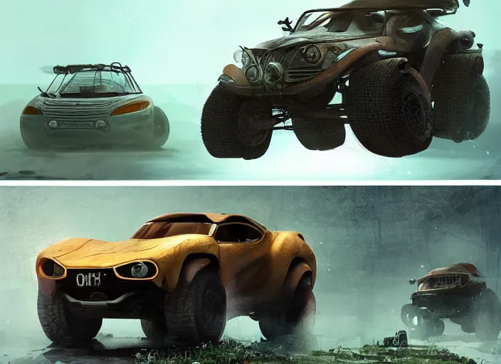 Image similar to a beautiful concept design of an old car converted into offroad sport. car design by cory loftis, fenghua zhong, ryohei hase, ismail inceoglu and ruan jia, henrik fisker and bruce kaiser and scott robertson and dmitry mazurkevich and doruk erdem and jon sibal, volumetric light.