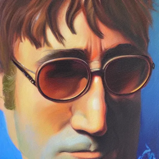 Image similar to A portrait of John Lennon, oil painting, majestic, detailed, high resolution