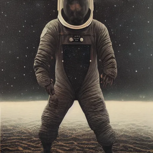 Prompt: man in spacesuit, dark, moody, foggy, made by Sean Yoro and Chie Yoshii, washed colors, high details, realistic