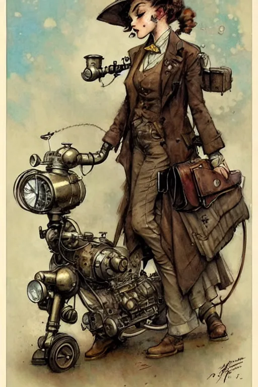 Image similar to (((((1950s steampunk cover art . muted colors.))))) by Jean-Baptiste Monge !!!!!!!!!!!!!!!!!!!!!!!!!!!