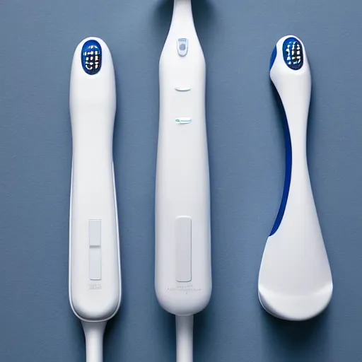 Prompt: electric toothbrush that has three heads