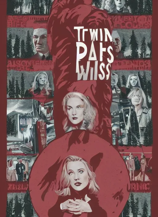 Image similar to twin peaks movie poster art by oliver barrett