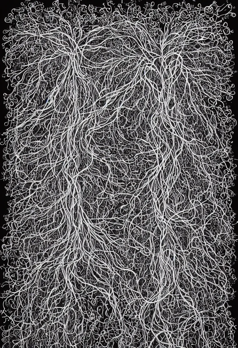 Prompt: human circulatory system made of vines and flowers, black and white apocalypse background, no duplicate image, heart made of flowers, intricate details, art by feng zhu, beautiful