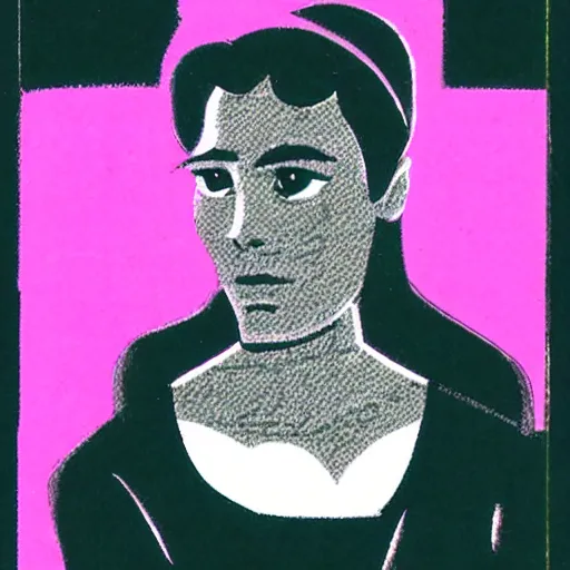 Image similar to a female character drawn by david mazzucchelli, cmyk portrait