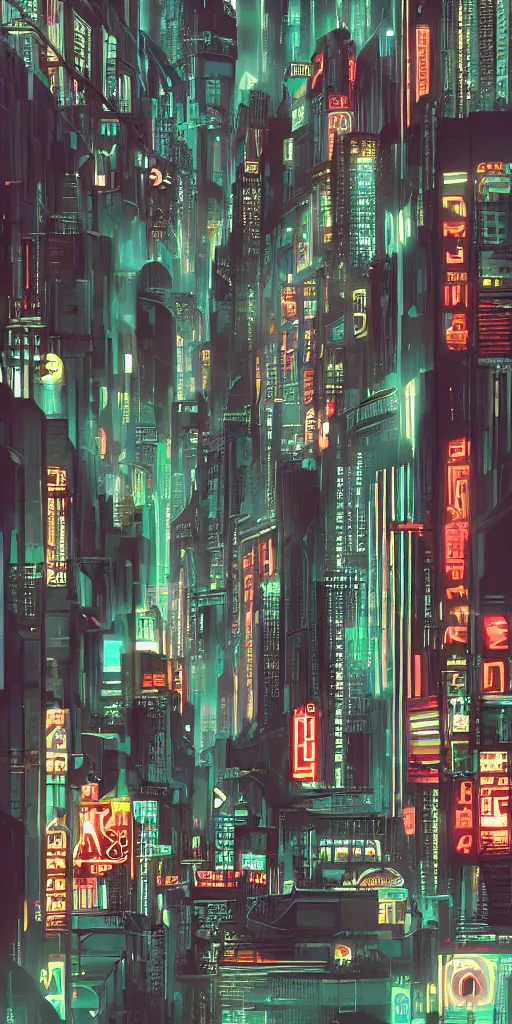 Image similar to Art Deco Cyberpunk city