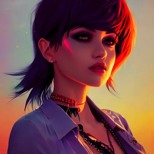 Image similar to a portrait of a beautiful punkrock gypsy, art by ilya kuvshinov and wlop and artgerm and josan gonzalez, digital art, highly detailed, intricate, sharp focus, trending on artstation hq, deviantart, pinterest, unreal engine 5, 4 k uhd image