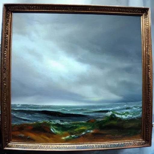 Image similar to “stormy weather by town oil panting”