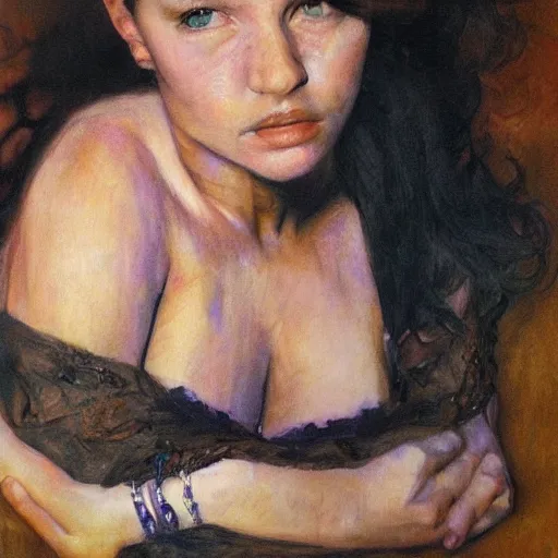 Image similar to godges beautifull woman, that i want to cry, hyperrealism vrubel