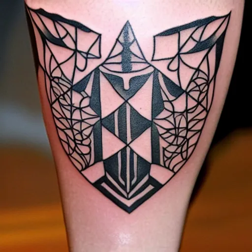 Image similar to tattoo design, stencil, tattoo stencil, traditional, a world famous tattoo of a geometric table-s 100