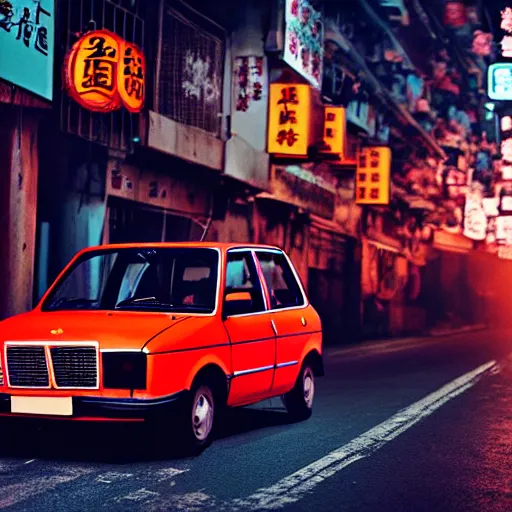 Prompt: a car vaz 2101 with blood vinyl in the middle of a road on the night Hong Kong china town, blue color grading, cinematic color grading , unreal 5, hyperrealistic, realistic, photorealistic, dynamic lighting, highly detailed, cinematic landscape, studio landscape, studio lighting