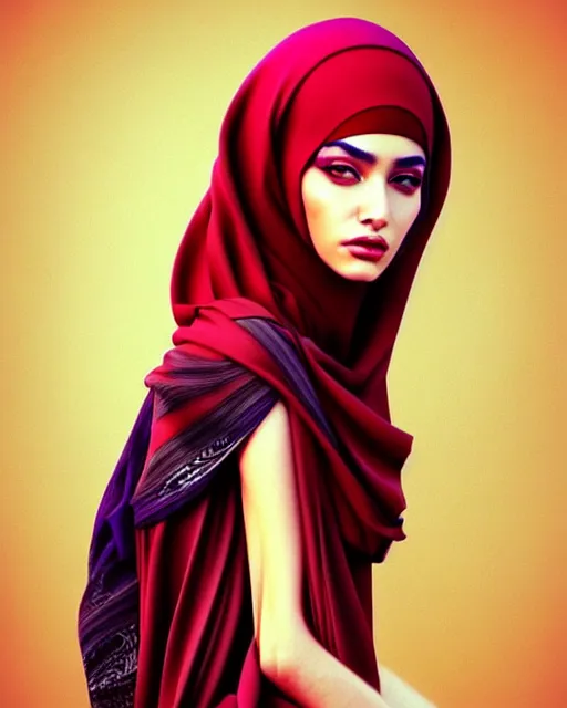 Image similar to richly detailed color illustration of very very beautiful Arab fashion model illustrated by Artgerm and Mina Petrovic and Timothy Kong and Marina Federovna. 3D shadowing