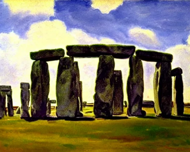 Image similar to painting of Stonehenge by John Singer Sargent