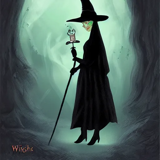 Image similar to a witch by disney, digital art