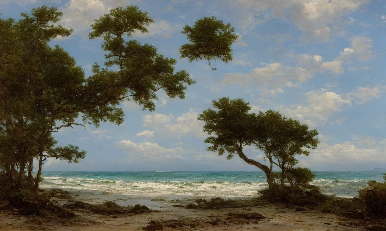 Image similar to a beautiful beach landscape painting by william trost richards