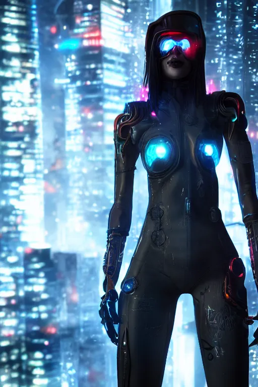 Image similar to Cyberpunk Flame Suit, beautiful woman, fantasy, photorealistic, glowing eyes, 4k, cinematic lighting, explosive