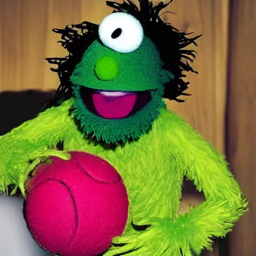 Prompt: tennis ball monster muppet, jim henson