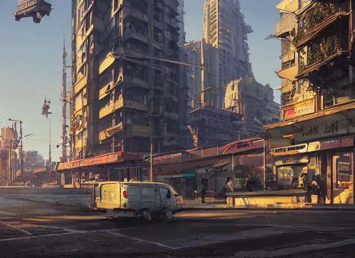 Image similar to highly detailed vanishing - point city, in gta v, stephen bliss, unreal engine, fantasy art by greg rutkowski, loish, rhads, ferdinand knab, makoto shinkai and lois van baarle, ilya kuvshinov, rossdraws, tom bagshaw, global illumination, radiant light, detailed and intricate environment