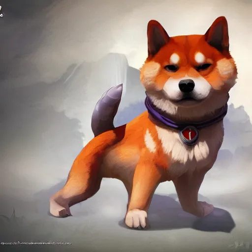 Image similar to shiba inu as a league of legends character, artstation, greg rukowski