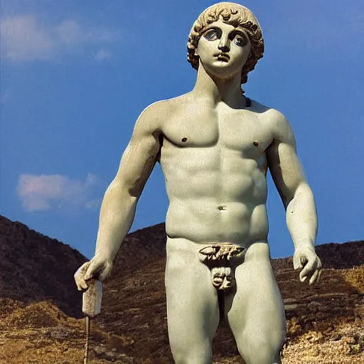Image similar to greek statue of stewie griffin, photograph