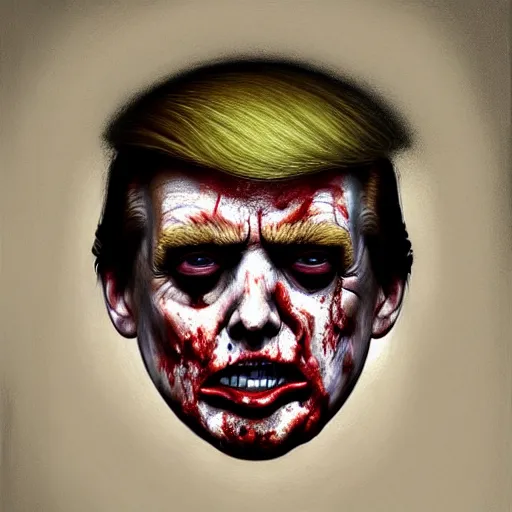 Prompt: head portrait of donald j. trump as a zombie with white eyes, 7 days to die zombie, delicate brush strokes, fine art, award winning, subtle colors, intricate, elegant, sharp focus, cinematic lighting, digital painting, 8 k concept art, art by michael hussar, art by brom, art by z. w. gu, 8 k