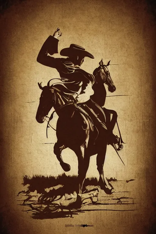 Image similar to realistic shaded poster of a cowboy wild west