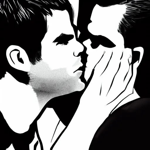 Prompt: ZACHARY QUINTO KISSING CHRIS PINE + SPIRK KISS FANART + SPIRK FANART + YOUTUBE SPEEDPAINT + TUMBLR ART