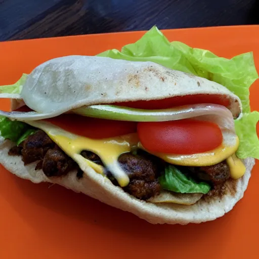 Prompt: hamburger on a taco in space