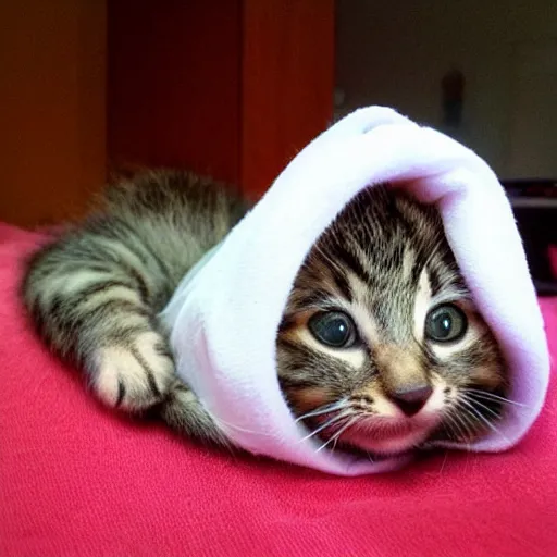 Image similar to kitten burrito very cute