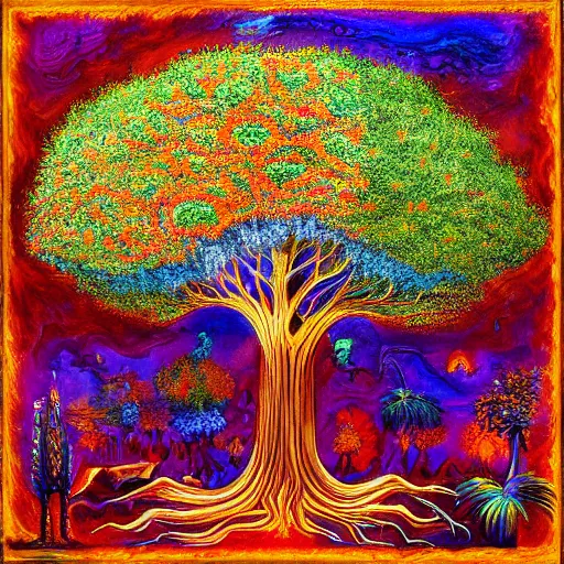 Image similar to tree of life 8 k 3 d 8 k resolution detailed painting maximalist