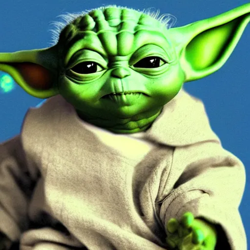 Image similar to Morgan Freeman as a baby Yoda digital art 4k detailed super realistic