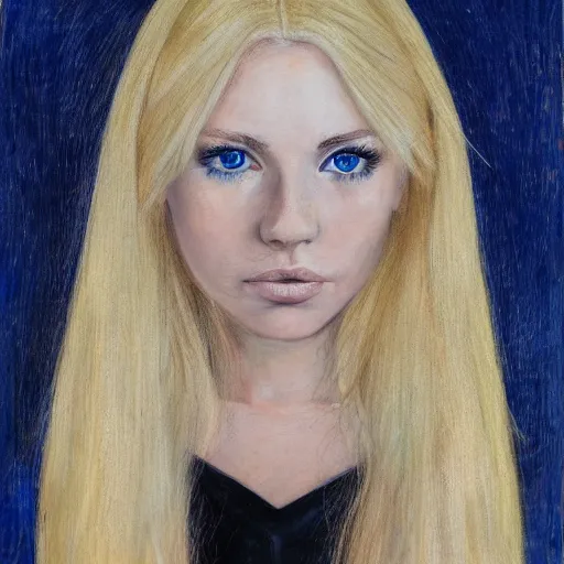 Prompt: portrait of a beautiful young woman with blue eyes and blonde hair