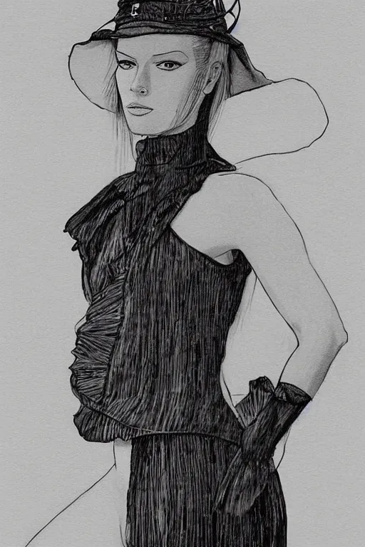 Prompt: portrait fashion model artwork by jean giraud